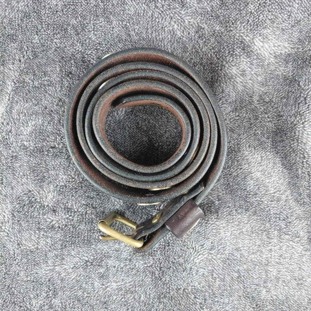 Kevin's Catalog Mens Brown Leather Shotgun Shell Belt 12 GA Brass Concho Size 42